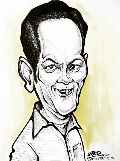 A caricature of the renowned Marathi singer-composer Sudhir Phadke, fondly known as Babuji. This was part of my tribute series to Marathi cultural icons.
