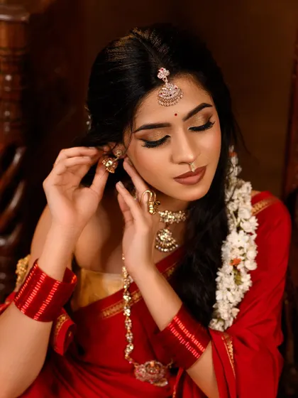 Another shot from the vintage series, focusing on the elegant pose and the flawless makeup that brings the whole concept to life.