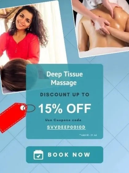 Deep Tissue Massage targets the deeper layers of muscle and connective tissue. It is highly effective for chronic aches and pains and contracted areas such as a stiff neck and upper back, low back pain, and muscle tightness.