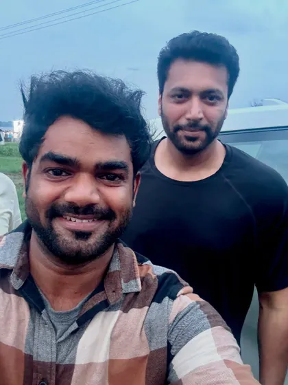 A selfie with Jayam Ravi sir on the sets of 'Kadhalikka Neramillai'. It was a privilege to work with him as an assistant choreographer for this film.