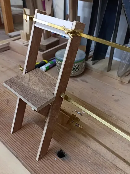 Using Kakuri hatagane clamps, which are traditionally for Kumiko, to assemble a scale model of a chair. The right tools make even the smallest jobs easier.