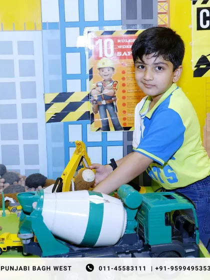 Our construction play area is a favorite spot for little builders to get to work during a party.