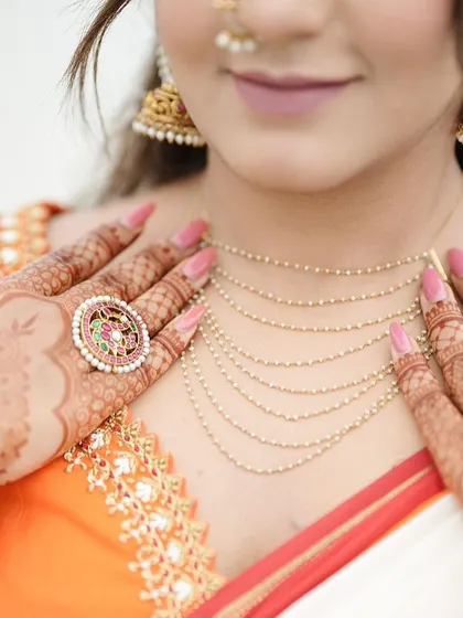 A close-up showcasing the delicate mandala design on the back of the hand. This style is perfect for guests who want something beautiful but not as extensive as a full bridal design.