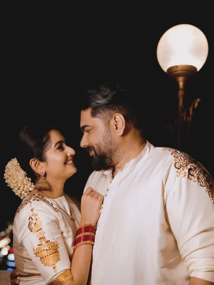 The way their outfits complement each other makes for such a romantic and picture-perfect moment.