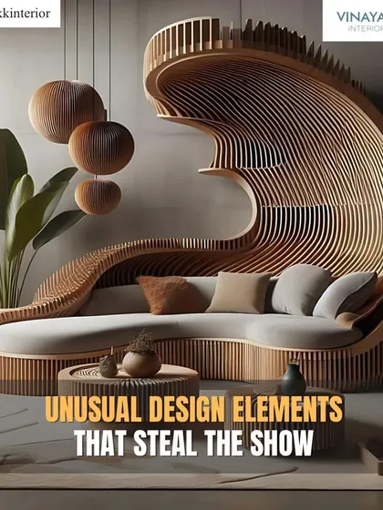 Why settle for ordinary? This collection highlights unusual design elements that can steal the show, like this incredible sculptural wooden sofa that doubles as a work of art.