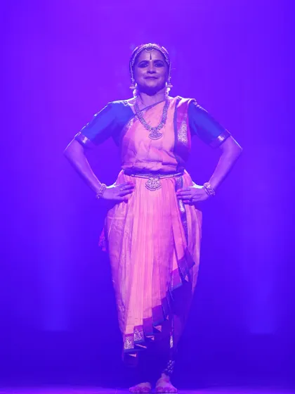 A moment of stillness and power during my performance at Krishna Gana Sabha. The stage lighting and atmosphere are essential to creating a transcendental experience for the audience.