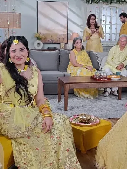 Behind the scenes at the Matrimony ad shoot. Our outfits helped create a vibrant and authentic Haldi ceremony setting.