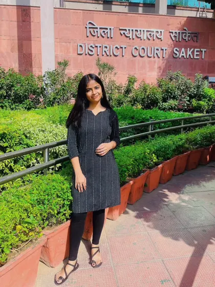 Standing outside the District Court in Saket. Every court, from the district level to the Supreme Court, is a pillar of justice in our democracy.
