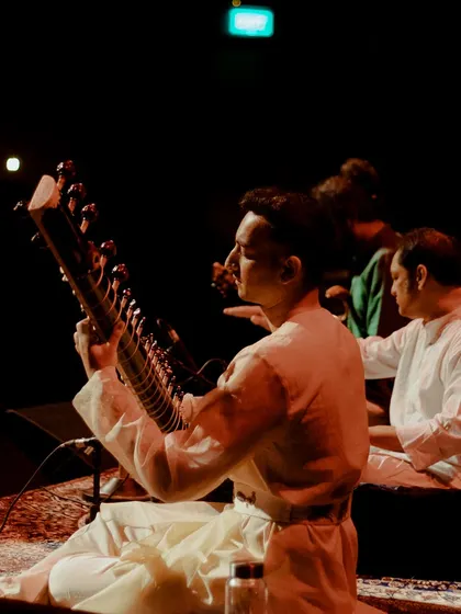 A close-up of my performance at the Tagore Theatre. The focus is on the music and the shared energy in the room, perfect for deep listening sessions.