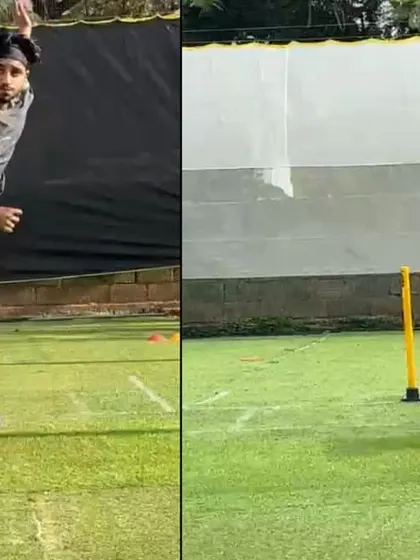 This right arm leg spinner had poor alignment and finish. We corrected his stride alignment and body collapse, resulting in a complete weight transfer and a much stronger body finish.