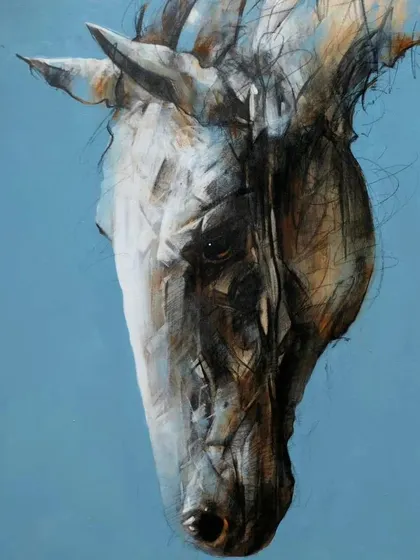 We also create realistic and expressive horse portraits. Whether it's a detailed oil painting on wood or a modern sketch, our artists can capture the unique spirit of these magnificent animals.