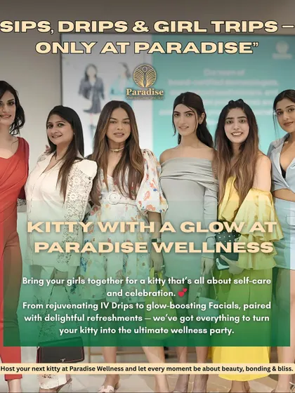 Turn your next get-together into a wellness party. We host private group sessions, perfect for a kitty party or a day out with friends. You can enjoy rejuvenating IV Drips, glow-boosting facials, and refreshments in a luxurious, private setting.