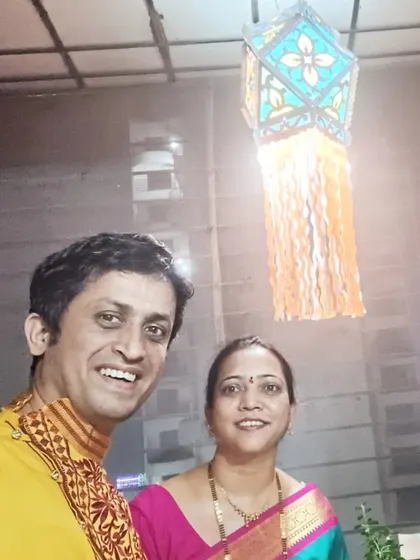 A festive selfie of Santoshi and Srideep. Their enduring love and dedication continue to inspire others in our community.