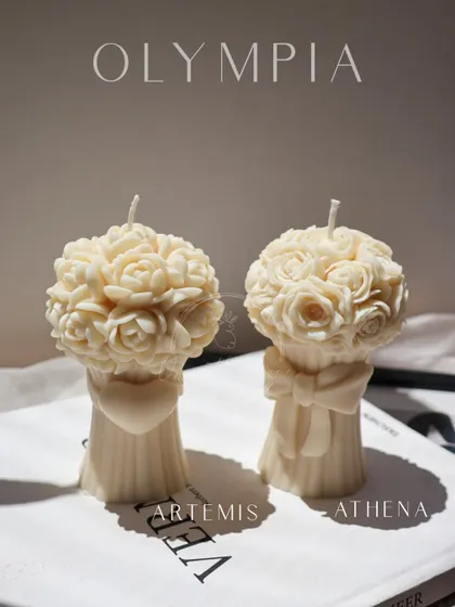 Introducing the Artemis and Athena bouquet candles. These pieces combine the elegance of a floral bouquet with the timeless feel of a classical sculpture, making them a unique addition to the Olympia collection.