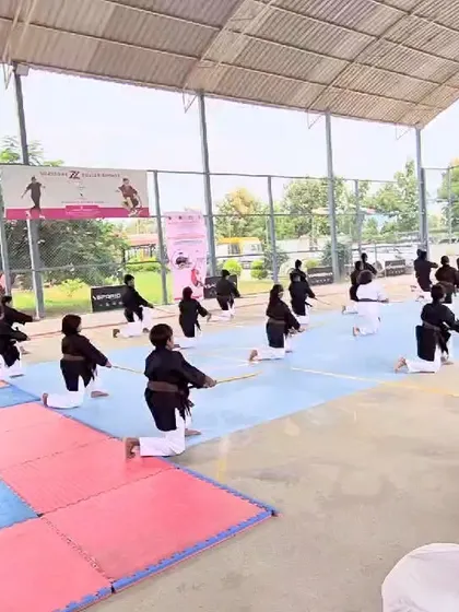 Participants practicing synchronized movements during the National Samurai Championship held at our arena.