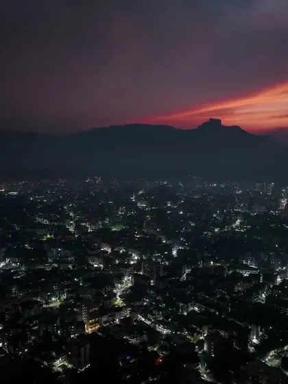 The silhouette of the mountains against the twilight sky over Badlapur. A peaceful end to the day in my hometown.