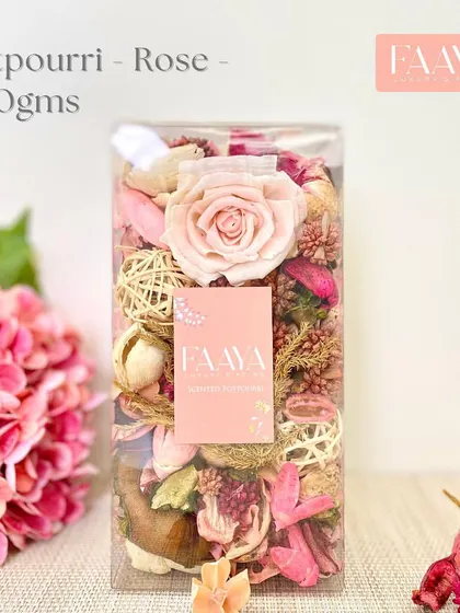 Our rose-scented potpourri brings a delightful and lasting fragrance into your space. It is a beautiful mix of dried botanicals, perfect for displaying in a decorative bowl.
