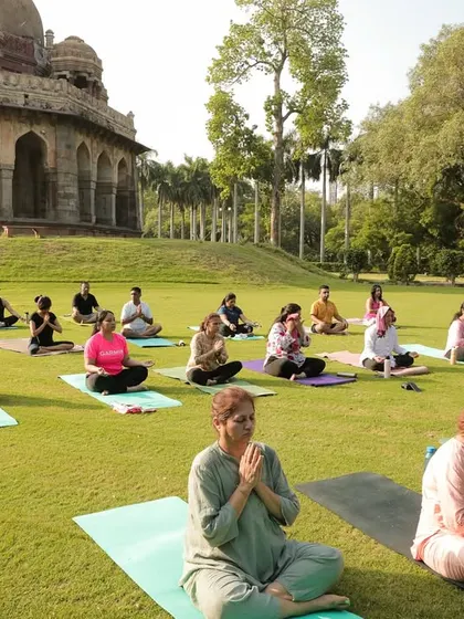 A moment of mindfulness as the group sits in a meditative pose. We end our yoga sessions with gratitude and calm.