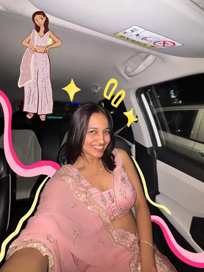 A desi 'Ik Kudi' look. I can create cartoon versions of your traditional outfits too, perfect for weddings or festive occasions.