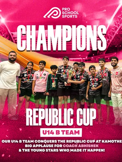 Champions of the Republic Cup! This is what happens when talent, hard work, and teamwork come together. We are incredibly proud of our U14 B team and Coach Abhishek for this fantastic victory.