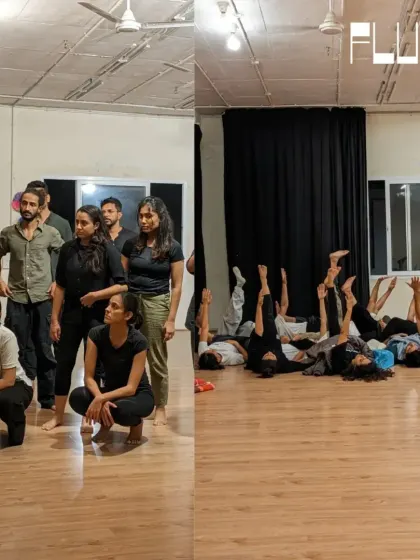 The full team on the floor, working through choreography and listening to direction, showcasing the collaborative effort behind our productions.