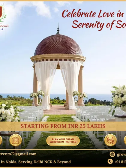 Celebrate your love in the serenity of Solan. We organize destination weddings in the peaceful hills, offering a romantic backdrop for your special day with packages starting from INR 25 lakhs.