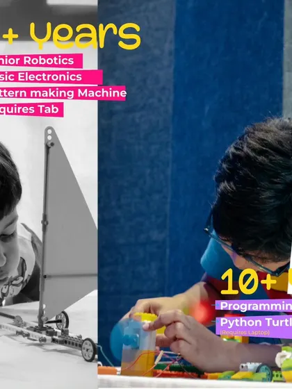 Our summer camp for older kids (7+ and 10+) includes junior robotics, basic electronics, and programming in Python.