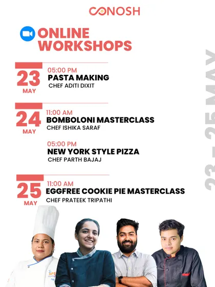 A fantastic weekend lineup from May, where students could learn pasta making, bomboloni, New York style pizza, and egg-free cookie pies.