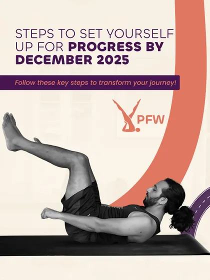 Setting yourself up for progress is a journey. This image of a client performing a core exercise on the mat represents the first step. Follow our key steps to transform your practice by this time next year.