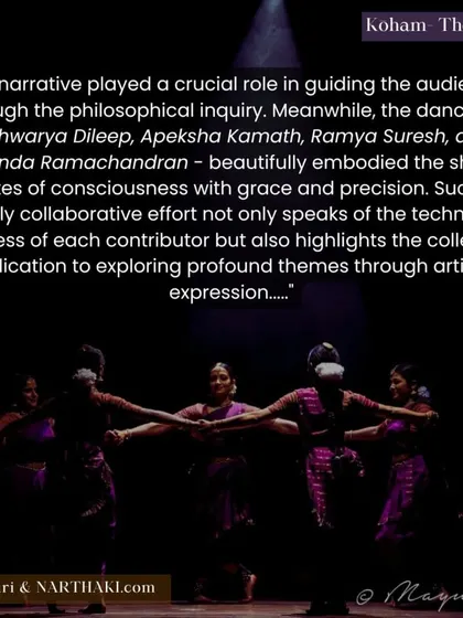 A review of "KOHAM" that praises the dancers for embodying shifting states of consciousness with grace and precision, highlighting our collective dedication to exploring profound themes.