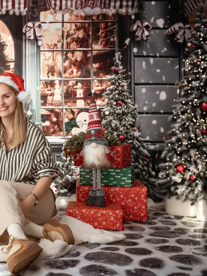 A beautiful portrait of a pet parent enjoying the festive setup. Even if the pet is shy, we can always capture wonderful memories.