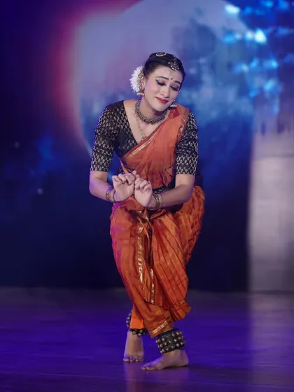 A continuation of the motherhood theme, showing a moment of deep affection and care. The soft expression and cradling gesture are examples of how I use abhinaya (expression) to tell a story.
