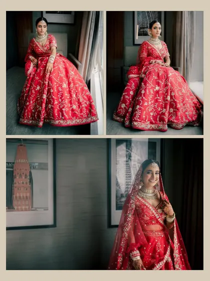A collection of beautiful portraits of the bride. Each shot showcases a different angle of her stunning wedding day look.