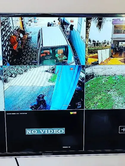 A multi camera feed from a Hikvision AHD system, monitoring a rural or semi urban property. Some channels show 'No Video' which can happen during setup.