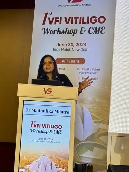 As a co-founder of the Vitiligo Foundation of India (VFI), I am deeply committed to patient support and education. This photo is from our inaugural VFI workshop, where we brought together researchers, doctors, and patients for hands-on learning and dedicated Q&A sessions to empower our community.