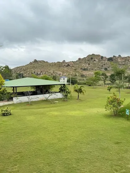 The open-air yoga shala is set against the backdrop of the rocky hills, allowing you to practice in a truly inspiring and natural setting.