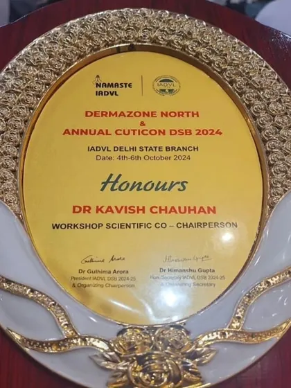 I was honored to receive this Presidential Appreciation award from the IADVL Delhi State Branch for my role as the Trichology Workshop Scientific Co-Chairperson at Dermazone 2024.