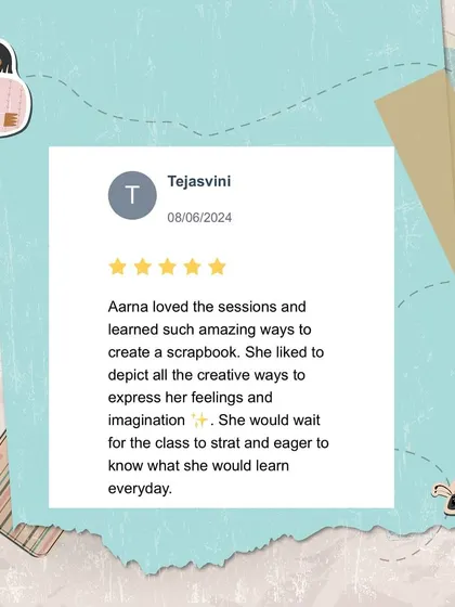 My scrapbooking and creative writing classes for kids are designed to improve their aesthetic sense, enhance their creativity, and help them express their thoughts and feelings. It's a fun and engaging way to learn.
