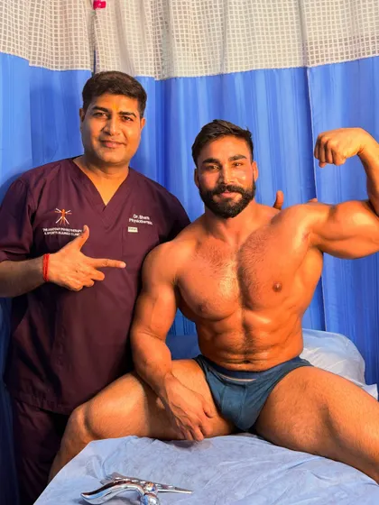 With athlete Raj Faujdar, who is ready to get back to training.