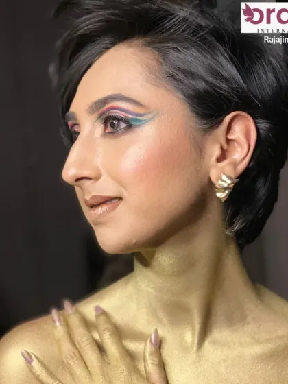 Another angle of the magazine look, showing how the makeup and body paint create a cohesive, artistic statement.