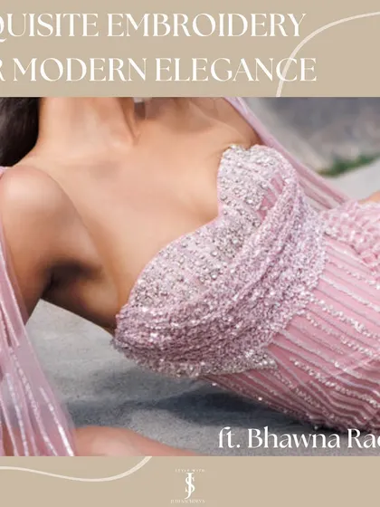 Exquisite embroidery for modern elegance. This is a close-up of the incredible hand-crafting from Bhawna Rao's collection.
