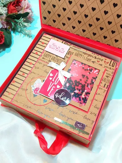 The Valentine's scrapbook in its matching presentation box.