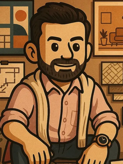 A fun, illustrated version of me as an action figure, equipped with blueprints and bold ideas. This captures the energy and passion we bring to making our clients' dream homes a reality.