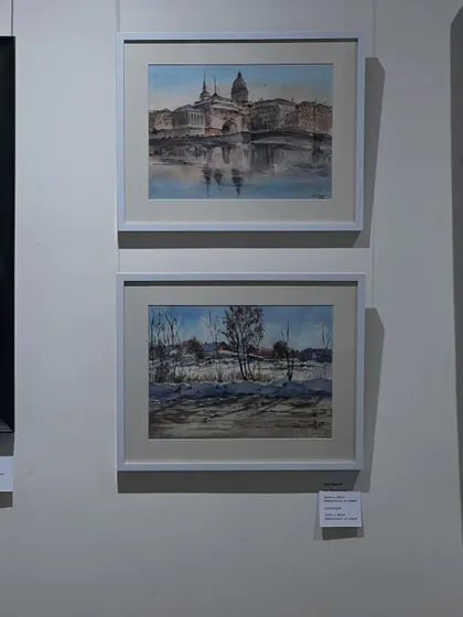 My two watercolor works displayed at an exhibition at the Russian Centre in New Delhi. It was a wonderful opening, sharing the gallery space with talented Indian and Russian artists.