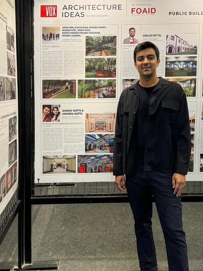 **People of Compartment S4: Kishan Shah:** Kishan at a design exhibition, representing our practice. His efforts have been instrumental in building our studio's distinct identity.