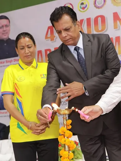 Lighting the ceremonial lamp to inaugurate the 4th KIO National Championship in Dehradun. This event brought together athletes from 32 states, showcasing the unity and reach of our organization.
