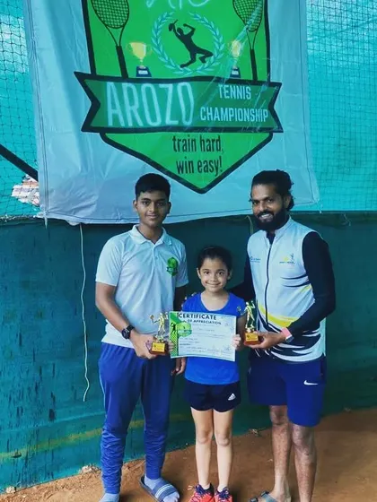 More proud moments from the Arozo Tennis Championship. Our players' dedication in training, guided by Coach Sidhu, is clearly visible in their fantastic results on the court.