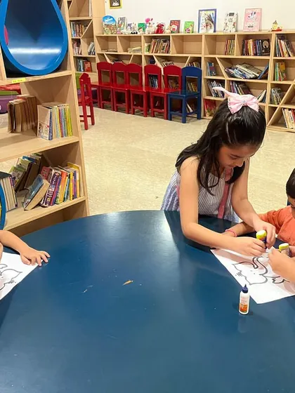Teamwork makes the dream work! Here, our older members are helping the younger ones with a craft during our Ganesh Chaturthi celebration. I love seeing them learn and grow together in our little community.