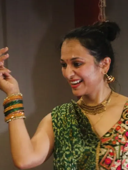 A close-up shot capturing the happy vibes of our Zumba Garba session. I focus on making fitness feel like a festival.