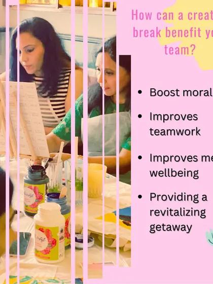 A creative break does more than just boost morale. It improves mental wellbeing, encourages teamwork, and provides a revitalizing getaway from the daily routine, leaving your team feeling refreshed and more connected.